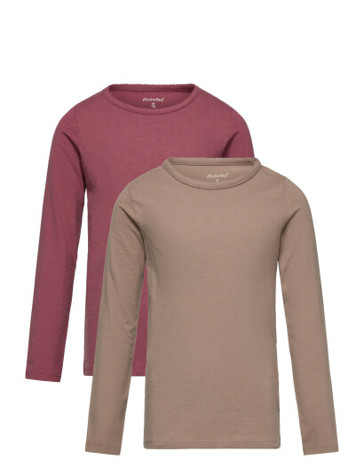 Minymo Basic 35 -T-Shirt Ls (2-Pack) - Brown - 146
