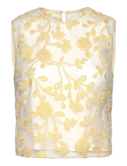 ROTATE Birger Christensen Flower Beads Top - Yellow - 40