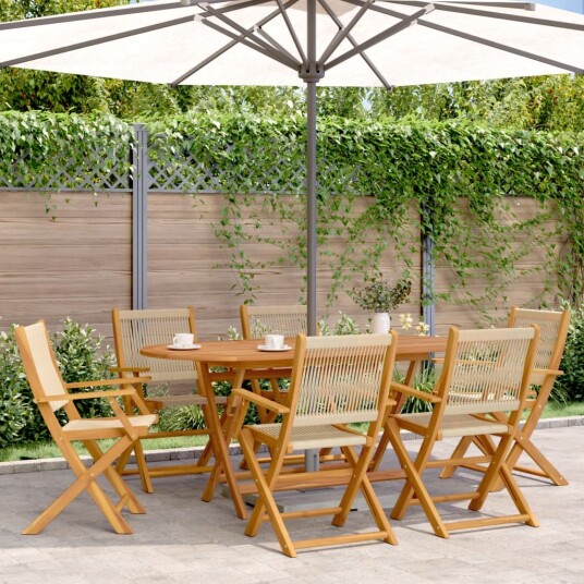 Sammenleggbare hagestoler 6 stk beige heltre akasie 3214572 Sammenleggbare hagestoler 6 stk beige heltre akasie 3214572