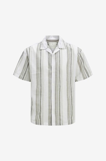 Jack & Jones Skjorte jprccSummer Stripe Resort S/S Shirt Grå