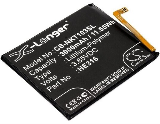 Nokia TA-1033 batteri (3000 mAh 3.85 V, Sort)