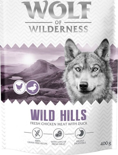 Wolf Of Wilderness tørrfôr Adult Wild Hills And Kornfri Sparepakke 4 x 1 kg