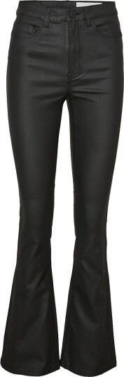 NOISY MAY Nmsallie Hw Flare Coated Pants Noos   Black   L x 32