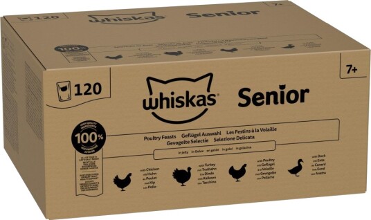Whiskas Våtfôr Senior Fjærkreutvalg I Gelé 120 X 85 G Whiskas Våtfôr Senior Fjærkreutvalg I Gelé 120 X 85 G