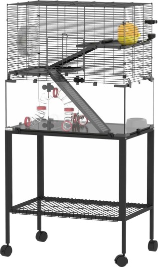 Northio Hamsterbur I Tre Nivåer Med Hjul Og Tilbehør Northio Hamsterbur I Tre Nivåer Med Hjul Og Tilbehør