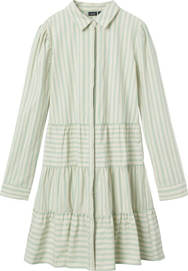 LMTD Kjole NlfTipsy Turtledove/Créme De Menthe Stripes LMTD 13 år 158 Kjole Grønn Hvit