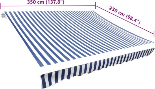 vidaXL Markiseduk 350x250cm blå og hvit