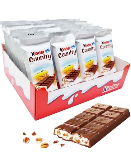 40 stk Kinder Country Sjokoladeplater med Crispy Kornbiter   Hel Eske 960 gram