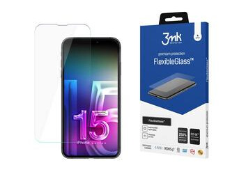iPhone 15 3MK FlexibleGlass Hybrid Skjermbeskytter - 7H - Gjennomsiktig