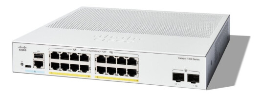Cisco Catalyst 1300-16P-2G - Switch - L3 - Styrt - 16 X 10/100/1000 (Poe+) + 2 X Gigabit Sfp - Rackmonterbar - Poe+ (120 W)