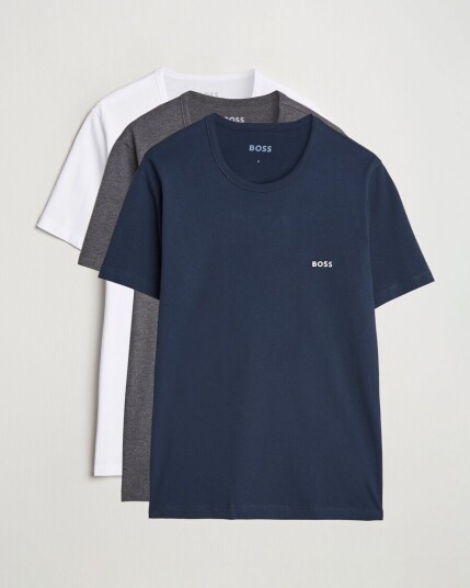 Boss BLACK 3-Pack Crew Neck T-Shirt Grey/White/Navy