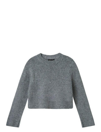 LMTD Nlfkleave Ls Short Knit Noos Grey 134 140