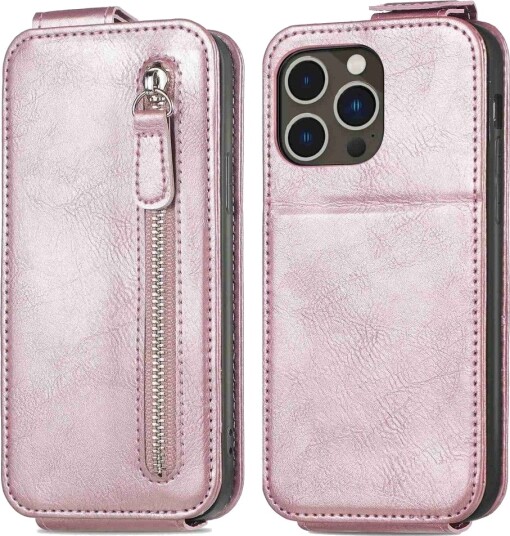 Trolsk Lommebokdeksel med Glidelåslomme (iPhone 14 Pro) Roségull