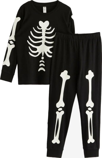 Lindex Pyjama Set With Glow In The Dark Print BLACK 110/116