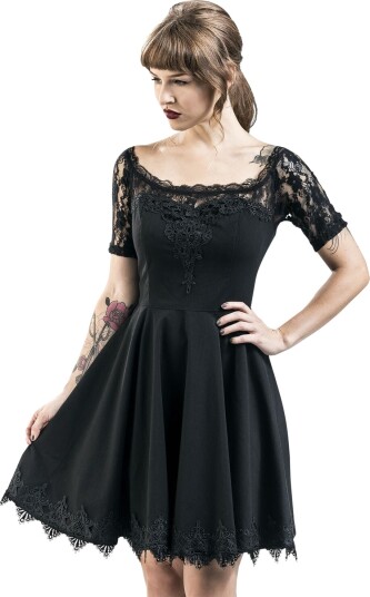 Spin Doctor   Goth Middellang kjole   Amara Mini Dress   XS til 4XL   Damer   svart