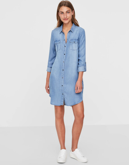 Vero Moda Vmsigga Ls Short Dress Lt Bl Ga Noos   Blue   XXL