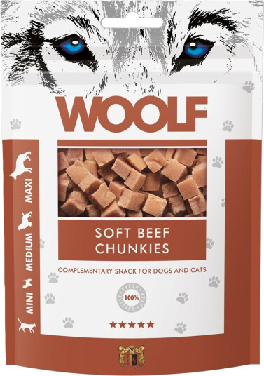 Woolf Beef Chunkies 100g - Belønningsgodbiter for hund