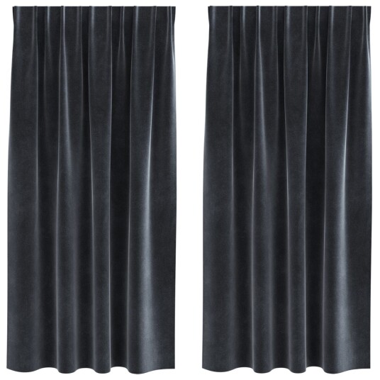  Gardiner med gardiner 2 pcs Mørke grå 140 x 175 cm Fløyel