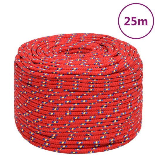  Båttau rød 8 mm 25 m polypropylen