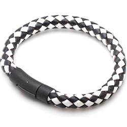 Svart og hvitt lær armbånd Svart og hvitt lær armbånd