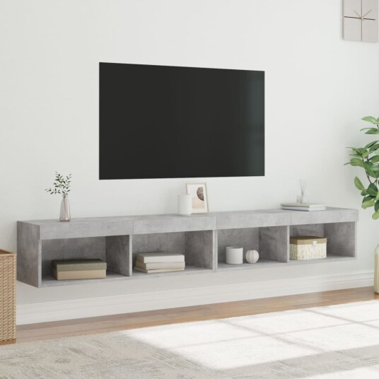 TV benker med LED lys 2 stk betonggrå 100x30x30 cm