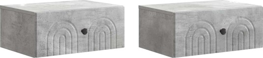  Vegghengt Nattbord med skuff 2 pcs Betonggrå 49 x 34,5 x 20 cm