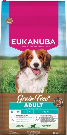Eukanuba Tørrfôr Adult Grain Free Small & Medium Med Lam 12 kg Eukanuba Tørrfôr Adult Grain Free Small & Medium Med Lam 12 kg