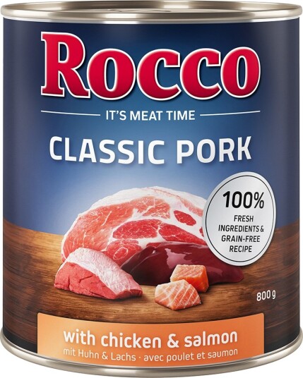 Rocco Classic Våtfôr Kylling Svinekjøtt & Laks 6x800g