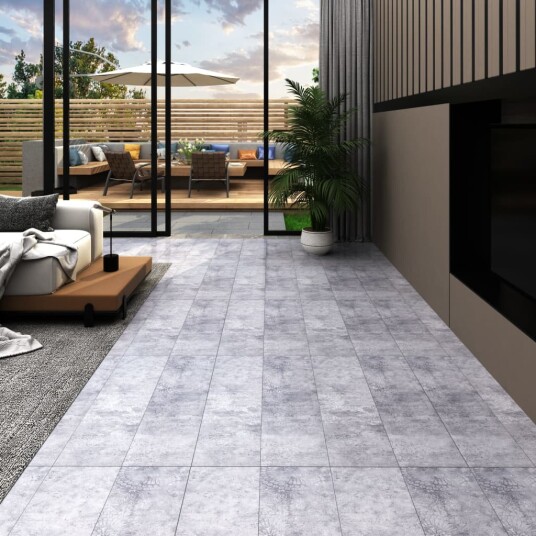 Selvklebende PVC-gulvplanker 5,21 m² 2 mm sementgrå