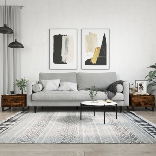 Salongbord 2 stk røkt eik 50x46x35 cm konstruert tre 8721012111981