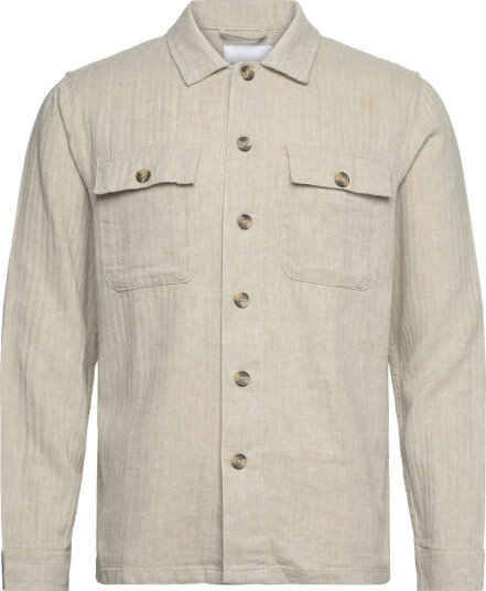 Lindbergh Cotton Linen Overshirts L/S Beige L Lindbergh Cotton Linen Overshirts L/S Beige L