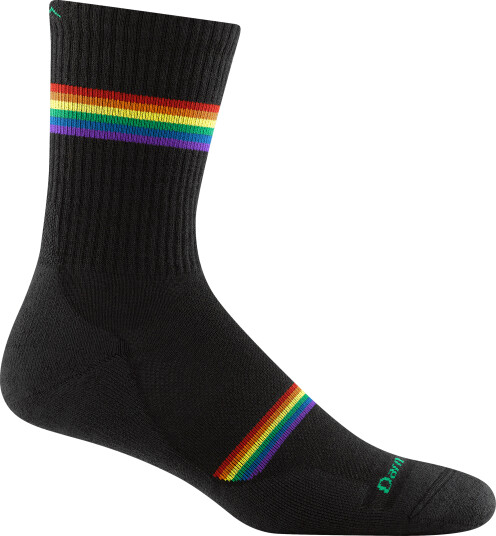 Darn Tough Men's Prism Micro Crew Lightweight Running Sock with Cushion Black L (43-45.5), Black
