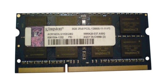 ACR16D3LS1KBG/8G Kingston 8GB PC3 12800 DDR3 1600MHz non ECC Unbuffered CL11 204 Pin