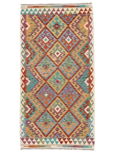 Håndknyttet. Opphav: Afghanistan Kelim Afghan Old style Teppe 100x197