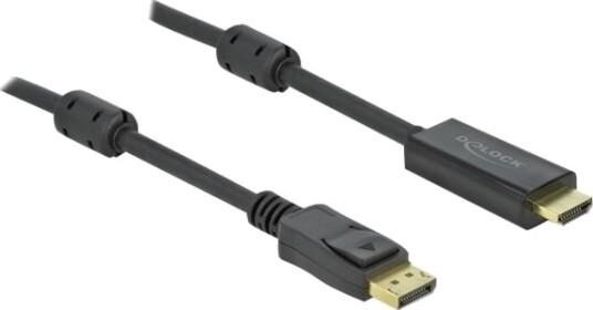 Delock Adapterkabel Displayport Hann Låsing Til Hdmi Hann 1 M Trippel Beskyttelse Svart 4K Støtte Aktiv