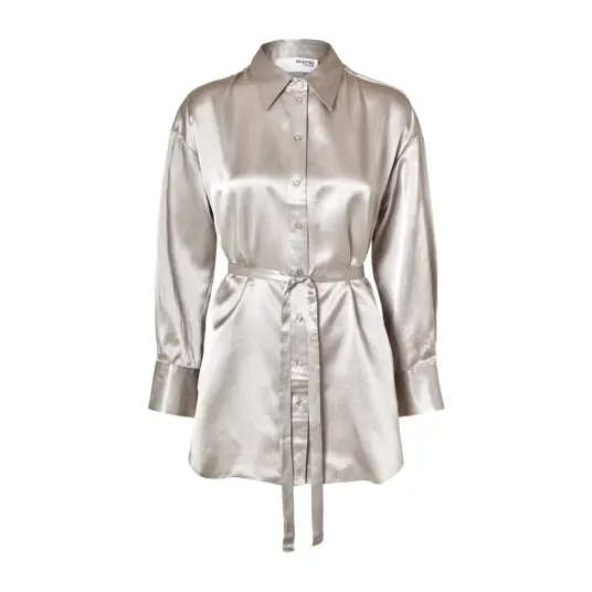 Selected FEMME - Lang skjorte slfSelene LS Shirt B - Grå