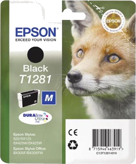 Epson T1281 BK blekkpatron - C13T12814012 Original - Svart 5,9 ml Epson T1281 BK blekkpatron - C13T12814012 Original - Svart 5,9 ml