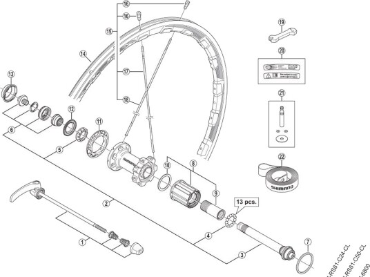 Shimano eiker 294mm lang til hjul modell WH-RS81-C35-CL