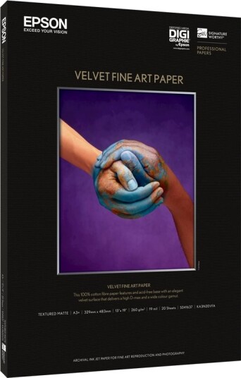 Epson Fine Art Velvet Fløyel A2 420 X 594 Mm 25 Ark Kunstpapir For Surecolor P5000 P800 Sc P10000 P20000 P5000 P7500 P900 P9500