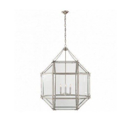 Morris Large Lantern Polished Nickel/Clear Glass Morris Large Lantern Polished Nickel/Clear Glass