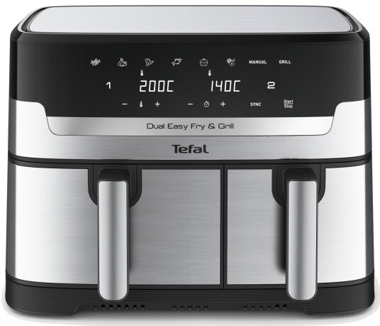 Tefal EY905D Dual Zone Luftfrityr 8,3L 2700W Rustfritt Stål Tefal EY905D Dual Zone Luftfrityr 8,3L 2700W Rustfritt Stål