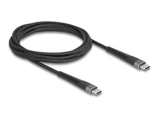 Delock - Usb-Kabel - 24 Pin Usb-C (Hann) Til 24 Pin Usb-C (Hann) - Usb 2.0 - 20 V - 3 A - 2 M - Usb Power Delivery (60W), Støtte For Power Delivery 3.0, Extended Bend Protection - Svart