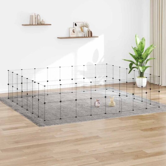 Vidaxl Dyrebur 60 Paneler Med Dør Svart 35X35 cm Stål