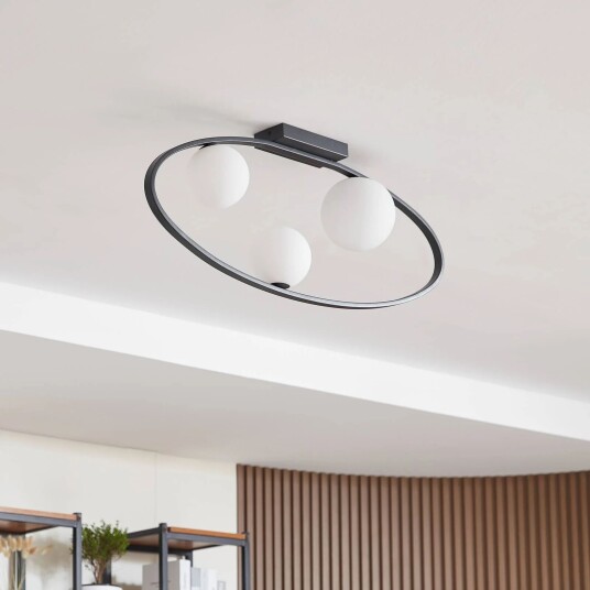 Lucande Kulka taklampe 3-lys glasskupler