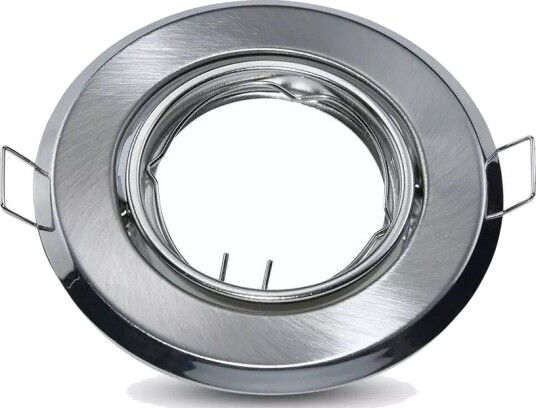 V Tac 2 stk. MR16 eller GU10 Downlight kit   Uten lyskilde børstet stål hull: Ø7 cm mål: Ø9,3 cm   Sokkel : MR16