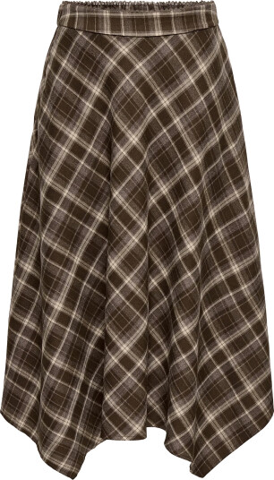 ONLY Onlguka Long Assy Check Skirt Wvn Brown L