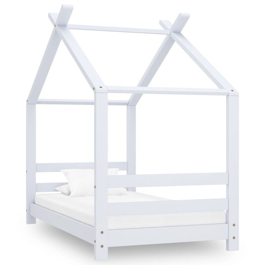 Sengeramme for barn heltre furu 70x140 cm - hvit