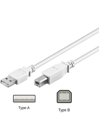 Pro USB-A <-> USB-B 2.0 - 1m - Hvit Pro USB-A <-> USB-B 2.0 - 1m - Hvit