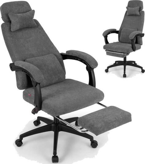 Ergonomisk kontorstol med fotstøtte og justerbar ryggstøtte