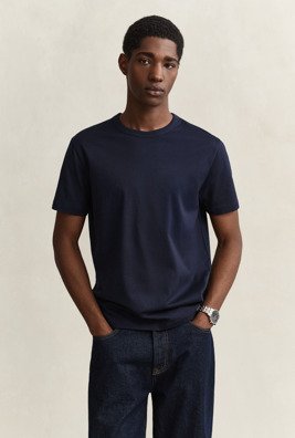 GANT Pima Ss T Shirt Navy XL GANT Pima Ss T Shirt Navy XL